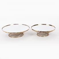 Set 2 Platouri cu Picior Golden din Metal cu Oglinda D35x10cm