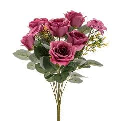 Buchet Trandafiri Fuxia Artificiali 42cm