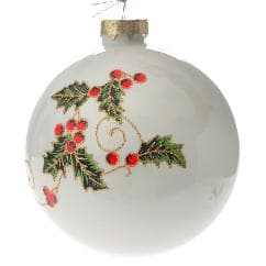 Set 4 Globuri White Mistletoe din Sticla 10cm
