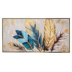 Tablou Blue Golden Leaves 142x5x73cm