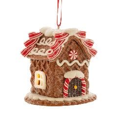 Ornament Brad Gingerbread House cu LED 7x7x7cm