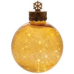 Decoratiune Amber Glass Ball din Sticla cu LED D25x36cm