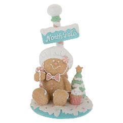 Figurina Beige Blue Gingerbread din Rasina D10x17cm