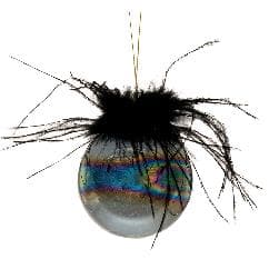 Set 6 Globuri Black Feathers din Sticla 8cm