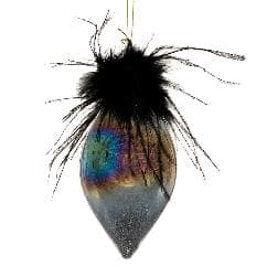 Set 4 Globuri Black Feathers din Sticla 7x14cm