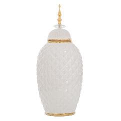 Vaza White Gold din Ceramica cu Capac 20x16x48cm