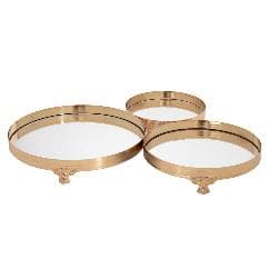 Set 3 Tavi Gold din Metal cu Oglinda D30/25/20cm