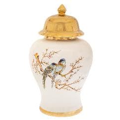 Vaza White Gold din Ceramica cu Capac D21x35cm