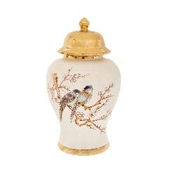 Vaza White Gold din Ceramica cu Capac D18x31cm
