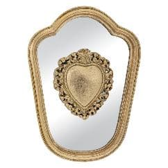 Decoratiune Perete Golden din Rasina cu Oglinda 19x2x26cm