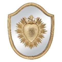 Decoratiune Perete Golden din Rasina cu Oglinda 25x3x30cm