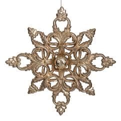 Ornament Brad Champagne Snowflake din Plastic 25cm