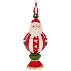 Borcan cu Capac Multicolor Santa din Ceramica 18x16x47cm