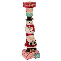 Suport pentru Lumanare Multicolor Santa Snowman din Rasina D8x31cm