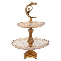 Etajera Antique Gold din Metal cu Sticla D31x50cm