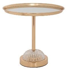 Platou Gold din Metal cu Sticla D30x29cm