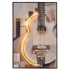Tablou Brown Cream Guitar cu LED 80x120cm