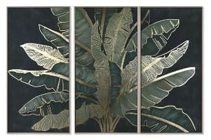 Set 3 Tablouri Green Leaves 180x4x120cm