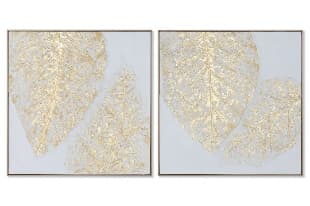 Tablou White Golden Leaves 82x5x82cm