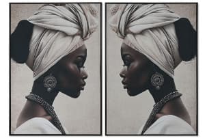Tablou African Woman White Brown 83x123cm