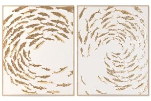 Tablou White Gold Fishes 83x3x103cm