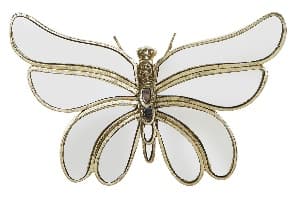 Fluture Decorativ Golden din Rasina cu Oglinda 26x6x17cm