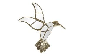 Pasare Decorativa Golden din Rasina cu Oglinda 40x6x30cm