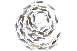 Decoratiune Blue Fishes din Metal 60x5x71cm