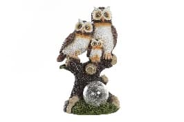 Bufnite Brown White din Rasina cu LED 15x14x25cm