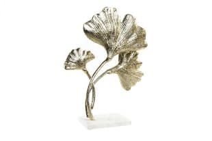 Decoratiune Golden Leaf din Aluminiu cu Marmura D30x10x44cm
