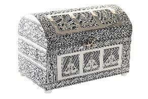 Cutie pentru Bijuterii Silver din Lemn cu Aluminiu 25x15x18cm