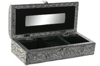 Cutie pentru Bijuterii Silver din Lemn cu Aluminiu 23x10x7cm