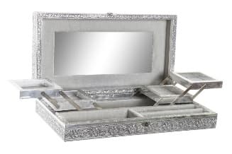 Cutie pentru Bijuterii Silver din Lemn cu Aluminiu 38x20x8cm