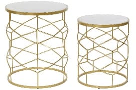 Masa Golden White din Metal cu Marmura D38x48cm