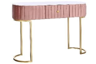 Consola Pink White din Catifea cu Marmura si Metal 120x35x80cm