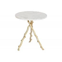 Masa White Golden din Marmura cu Aluminiu D45x50cm