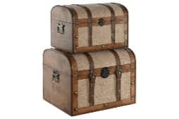 Cufar Decorativ Brown Cream din Lemn 41x32x31cm