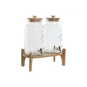Dispenser Bauturi din Sticla cu Bambus 5.5L 37x25x46cm