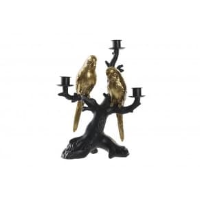 Suport pentru Lumanari Gold Black din Rasina 23x13x30cm