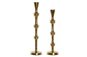 Set 2 Suporturi pentru Lumanari Gold din Aluminiu D8x36cm