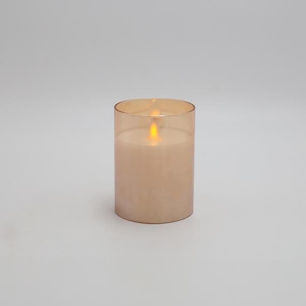 Lumanare LED Amber din Sticla cu Ceara D8x10cm