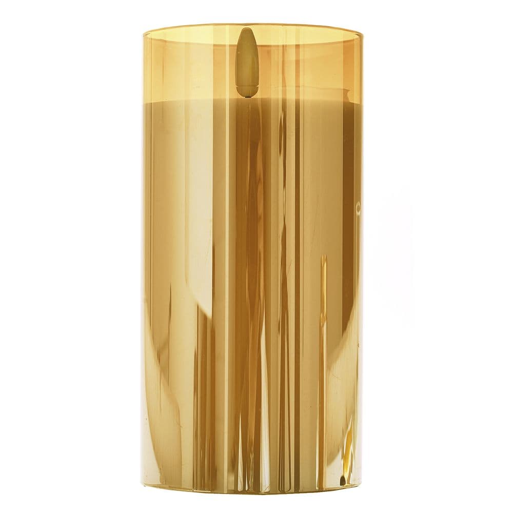 Lumanare LED Amber din Sticla cu Ceara D8x15cm