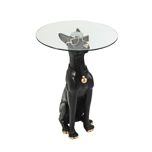 Masa Black Gold Dog din Rasina cu Sticla D40x62cm
