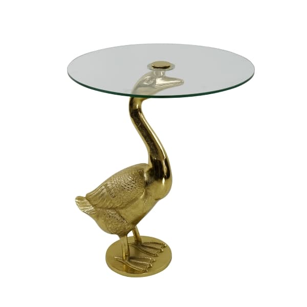 Masa Golden Duck din Aluminiu cu Sticla D58x76cm