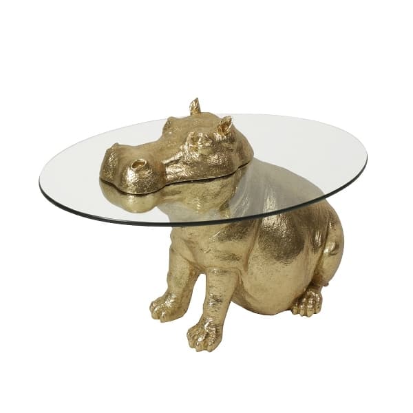 Masa Golden Hippopotamus din Rasina cu Sticla 65x50x45cm