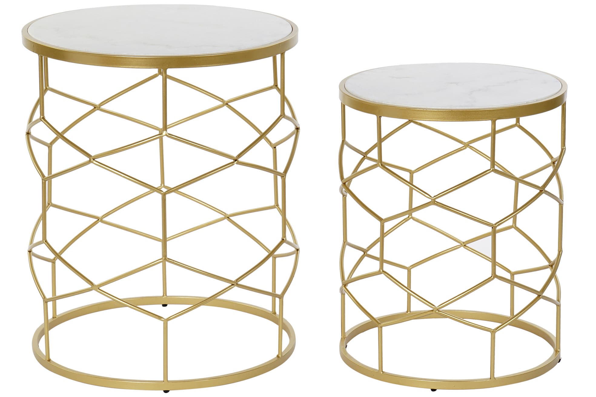 Set 2 Mese Golden White din Metal cu Marmura D46x57cm
