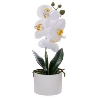 Orhidee Artificiala Alba in Ghiveci din Ceramica 28cm