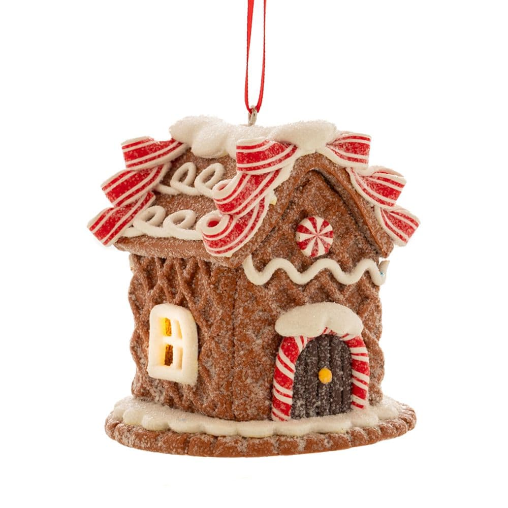 Ornament Brad Gingerbread House cu LED 7x7x7cm