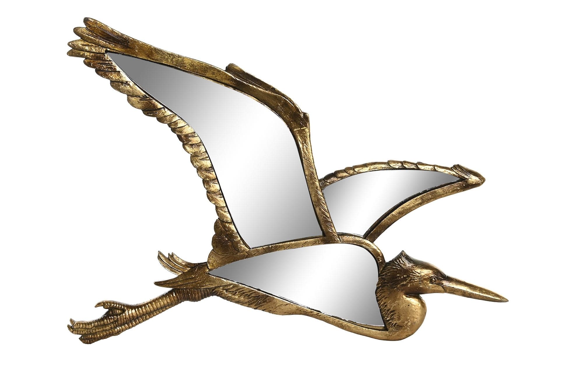 Pasare Decorativa Golden din Rasina cu Oglinda 36x26x2cm