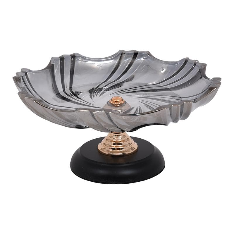 Platou Black Golden din Sticla cu Metal D33x15cm